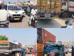 Hathras; रोडवेज बस स्टैंड पर ट्रांसपोर्टरों की मनमानी, जाम में फंसी एंबुलेंससड़क घेरकर खड़े ट्रकों से बिगड़ी यातायात व्यवस्था, नो एंट्री के बावजूद बड़े वाहनों की आवाजाही पर सवाल